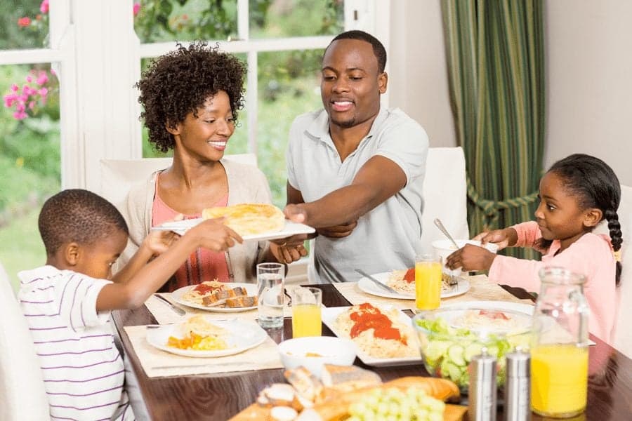 family eating together