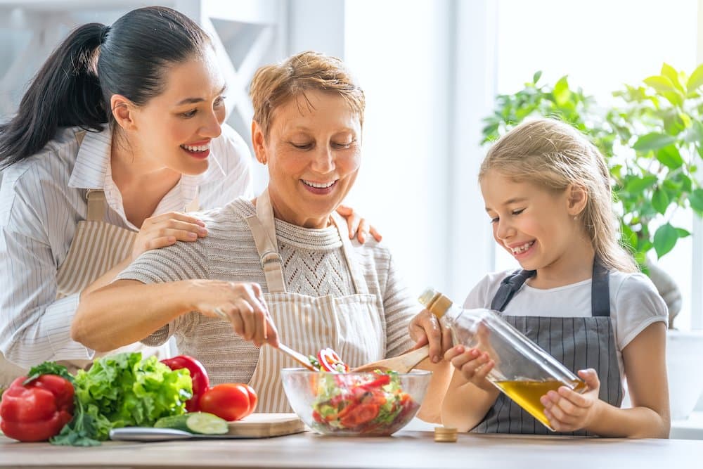 Happy family in the kitchen.