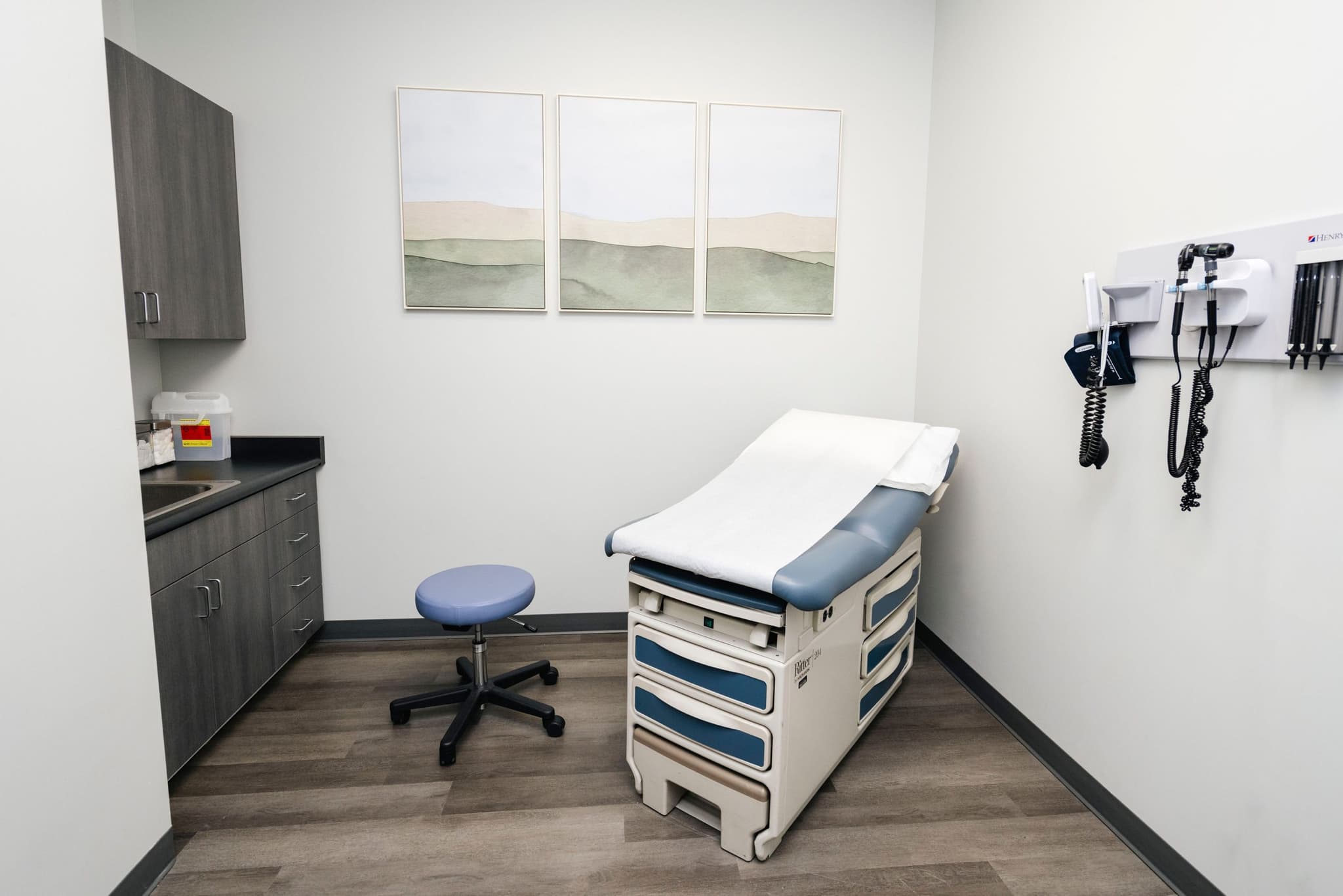 Private exam room for routine health checkups and medical monitoring of weight loss progress.
